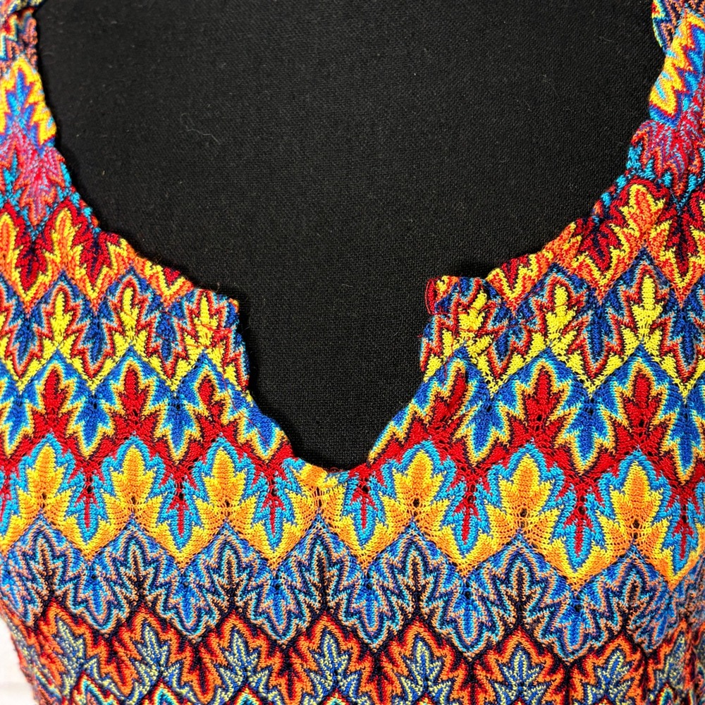 Vintage Chevron Knit Top Small Psychedelic Indie Artsy Retro Festival Y2K Rave - Picture 5 of 9